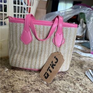Pink and Cream Woven Mini Bag